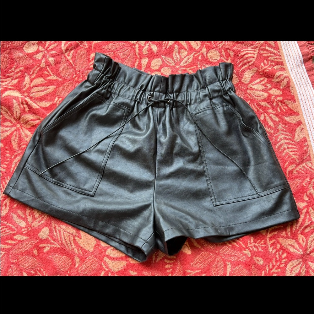 Black PU Leather Women Shorts WHITEROOM + CACTUS